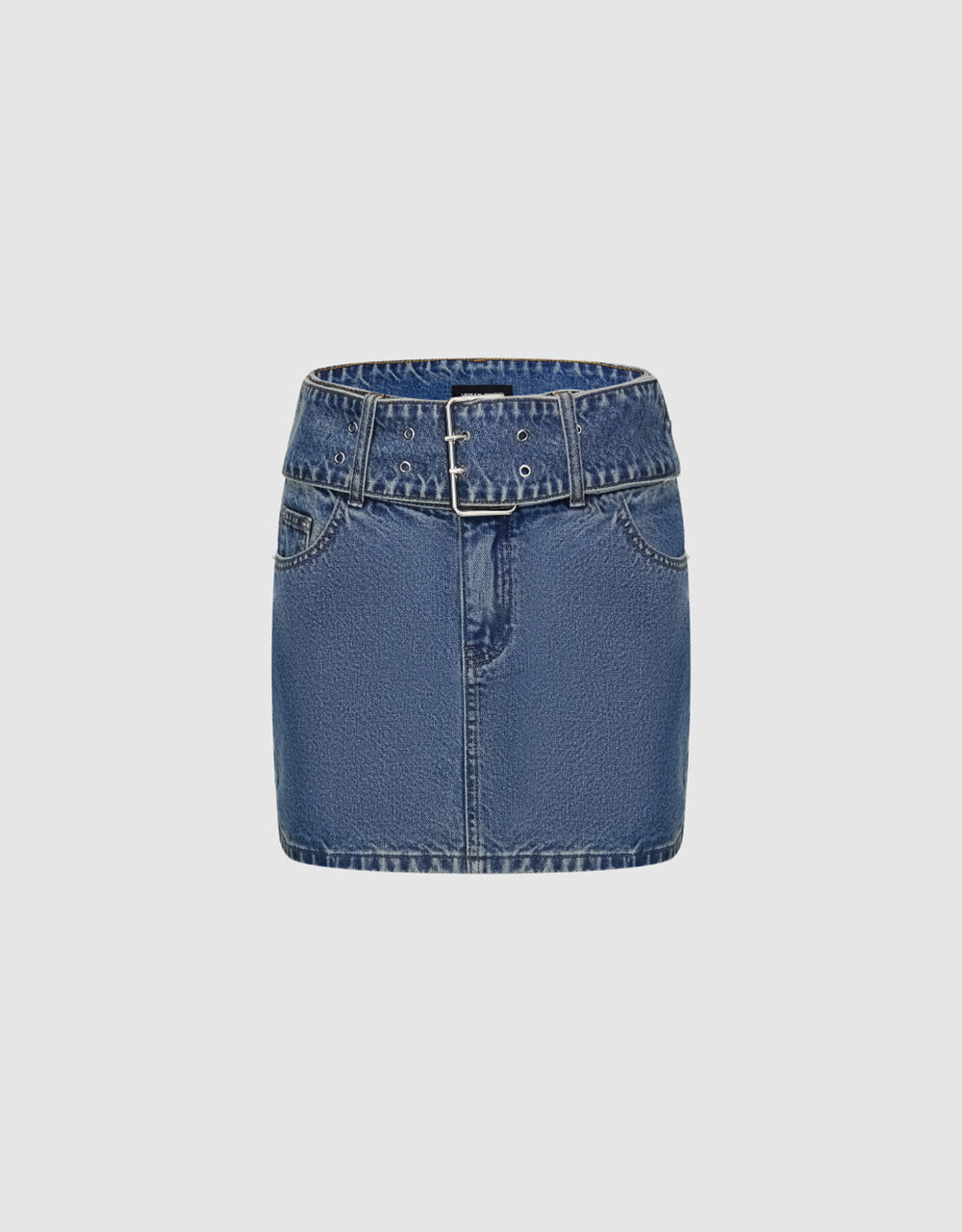 Mini Denim Skirt With Buckled Belt