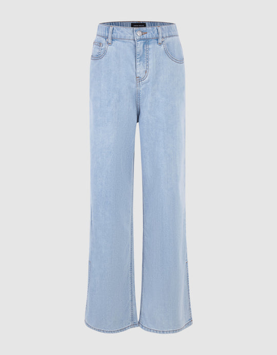 Elastic Waist Split Hem Jeans