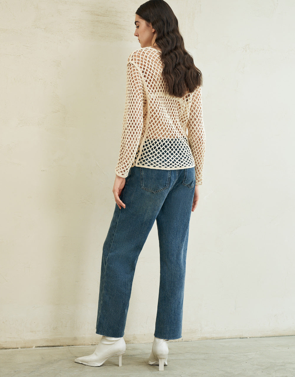 Elastic Waist Straight Jeans