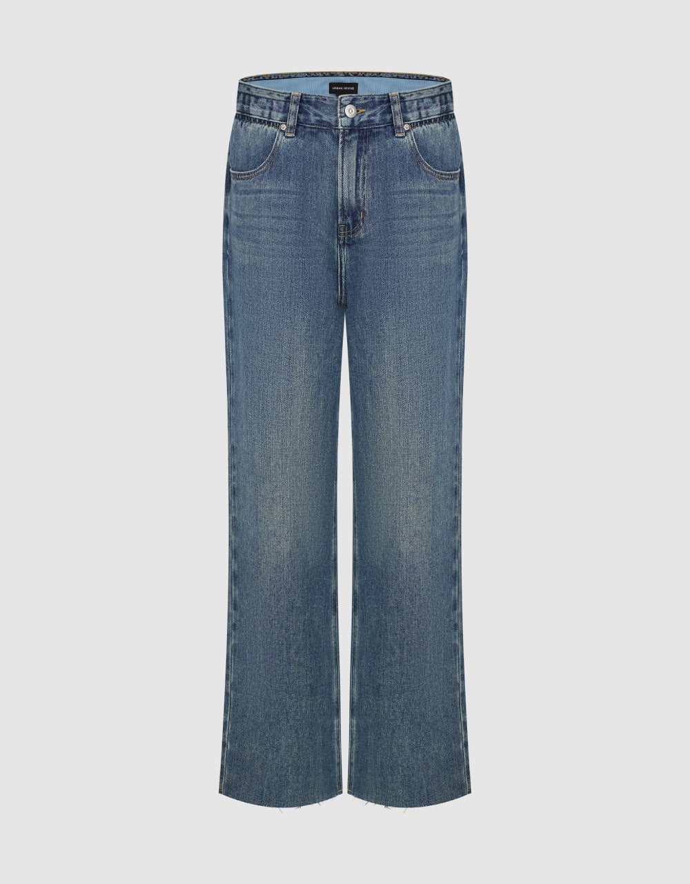 Elastic Waist Straight Jeans