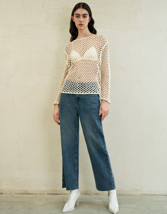 Elastic Waist Straight Jeans