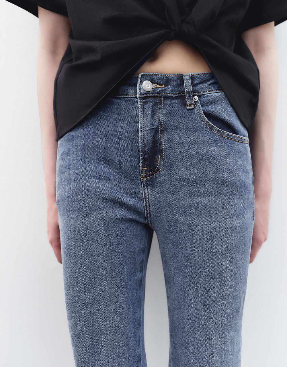 Mid-Waist Split Hem Flare Jeans