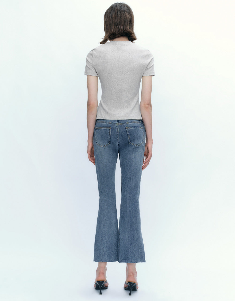 Mid-Waist Split Hem Flare Jeans