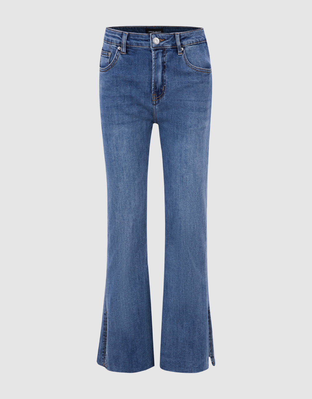 Mid-Waist Split Hem Flare Jeans