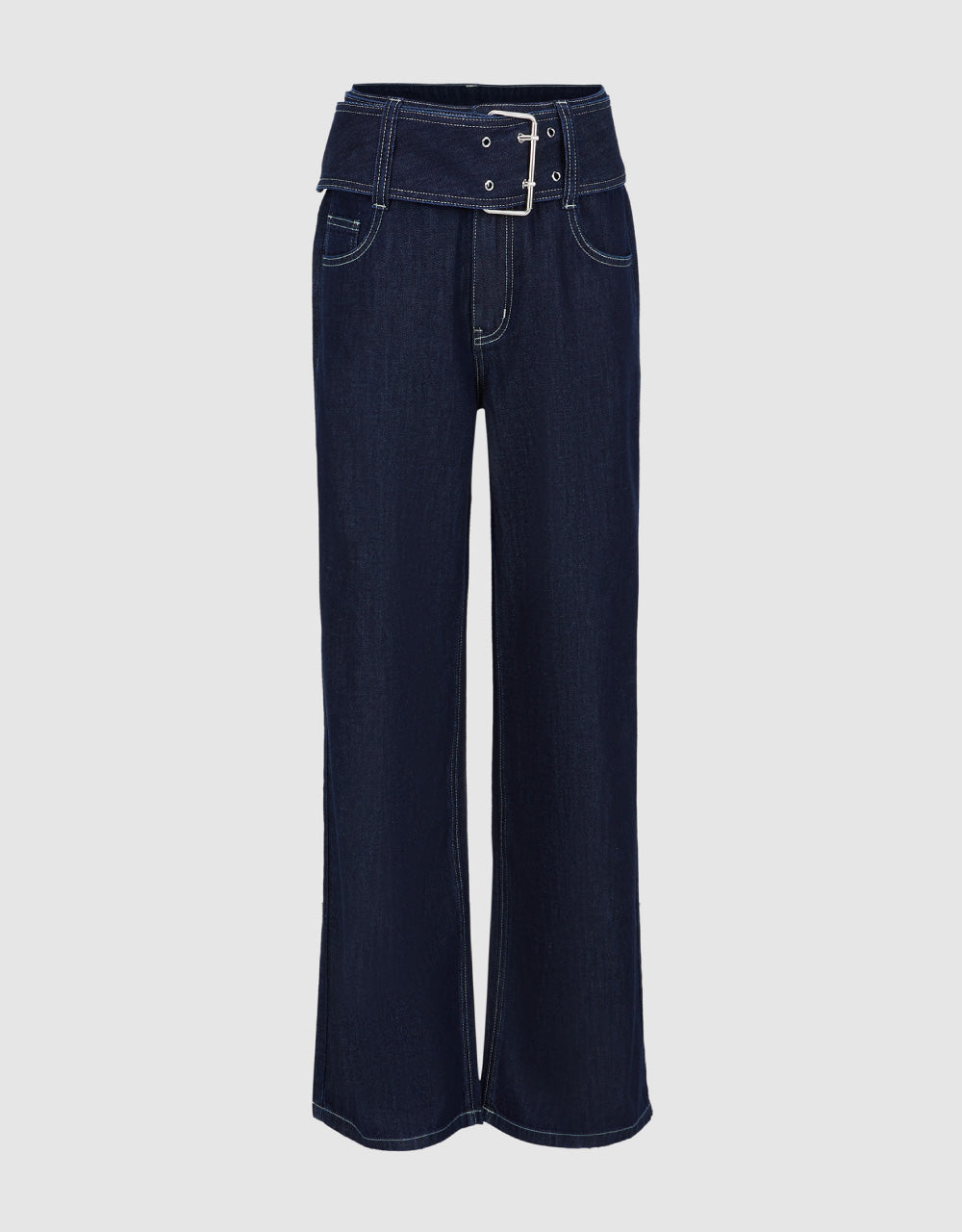 Wide-Leg Jeans With Buckled Belt