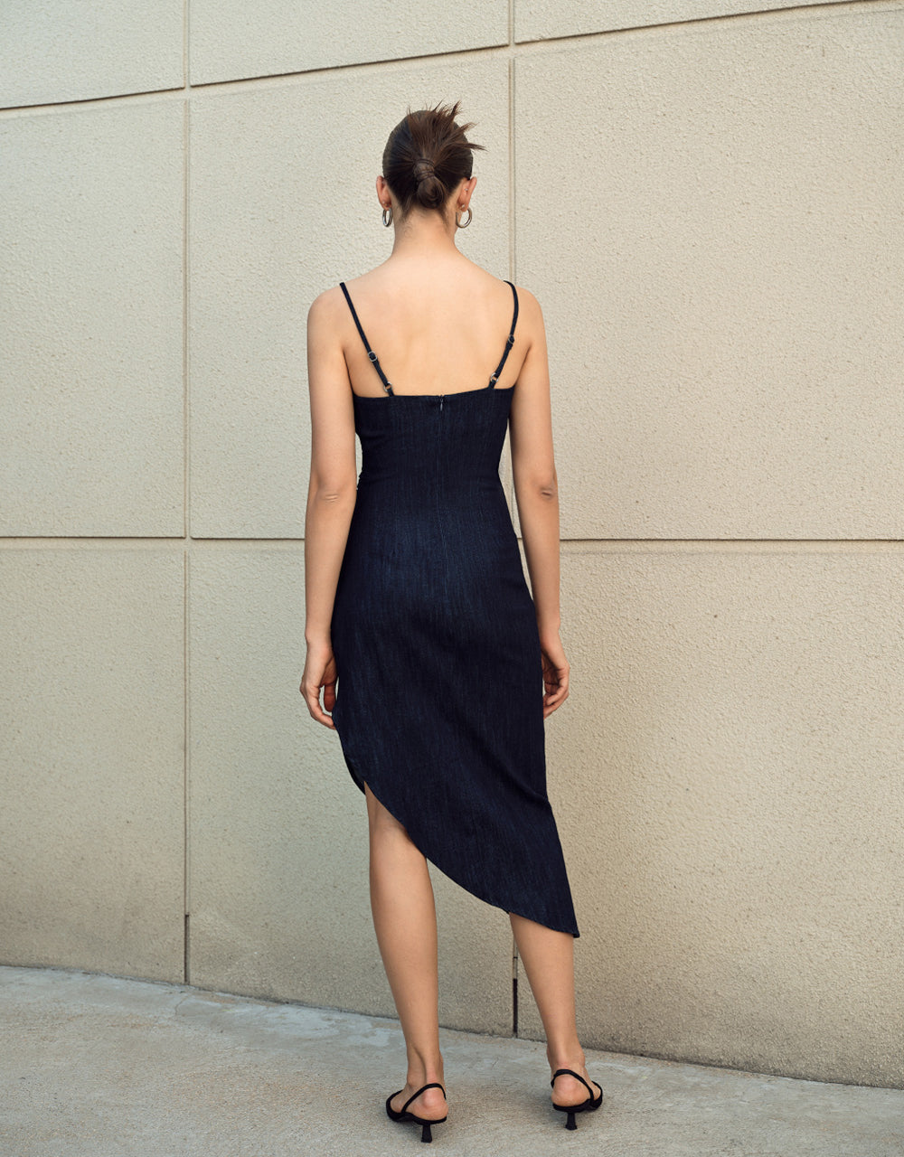 Asymmetric Off-Shoulder Denim Dress
