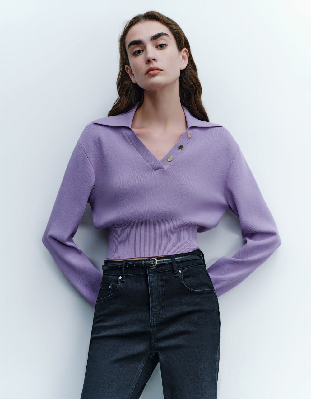 Cropped Knit T-Shirt
