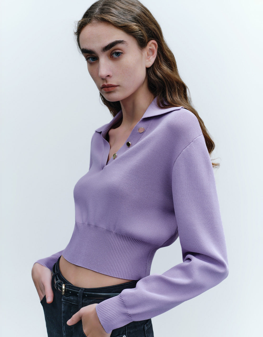 Cropped Knit T-Shirt
