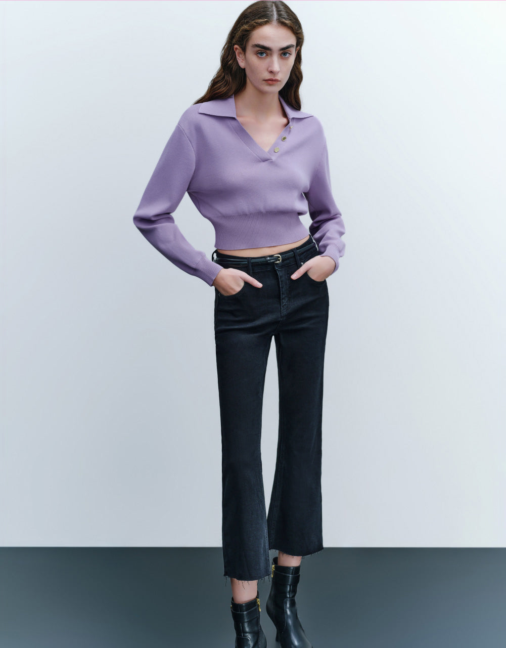 Cropped Knit T-Shirt
