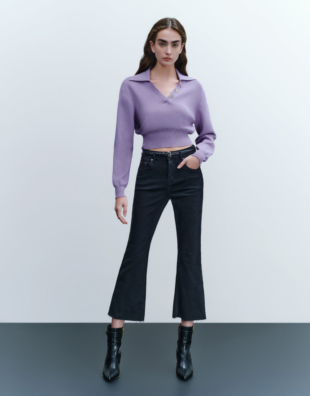 Cropped Knit T-Shirt