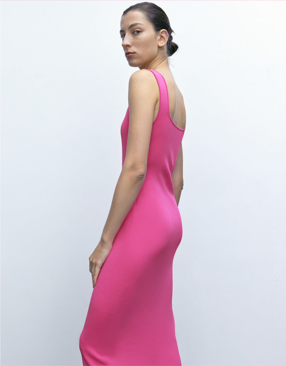 Sleeveless Square-cut Collar Knitted Dress