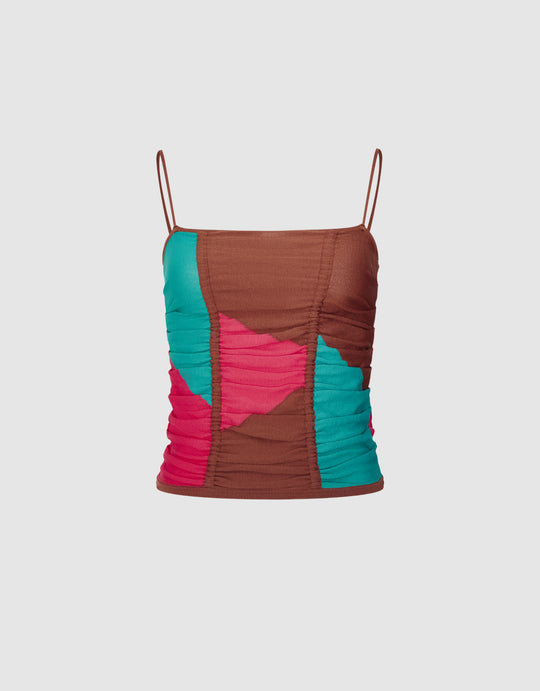 Colorblock Square-cut Knitted Cami