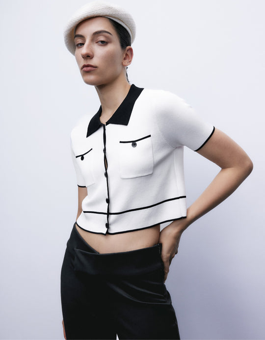 Constrast Knitted Cardigan