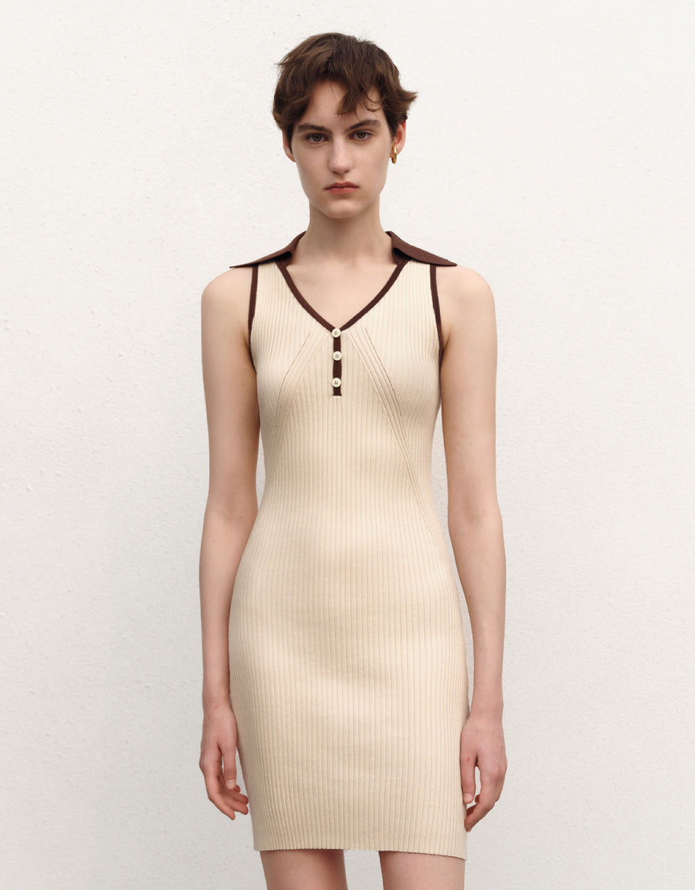 Sleeveless V-Neck Knitted Dress