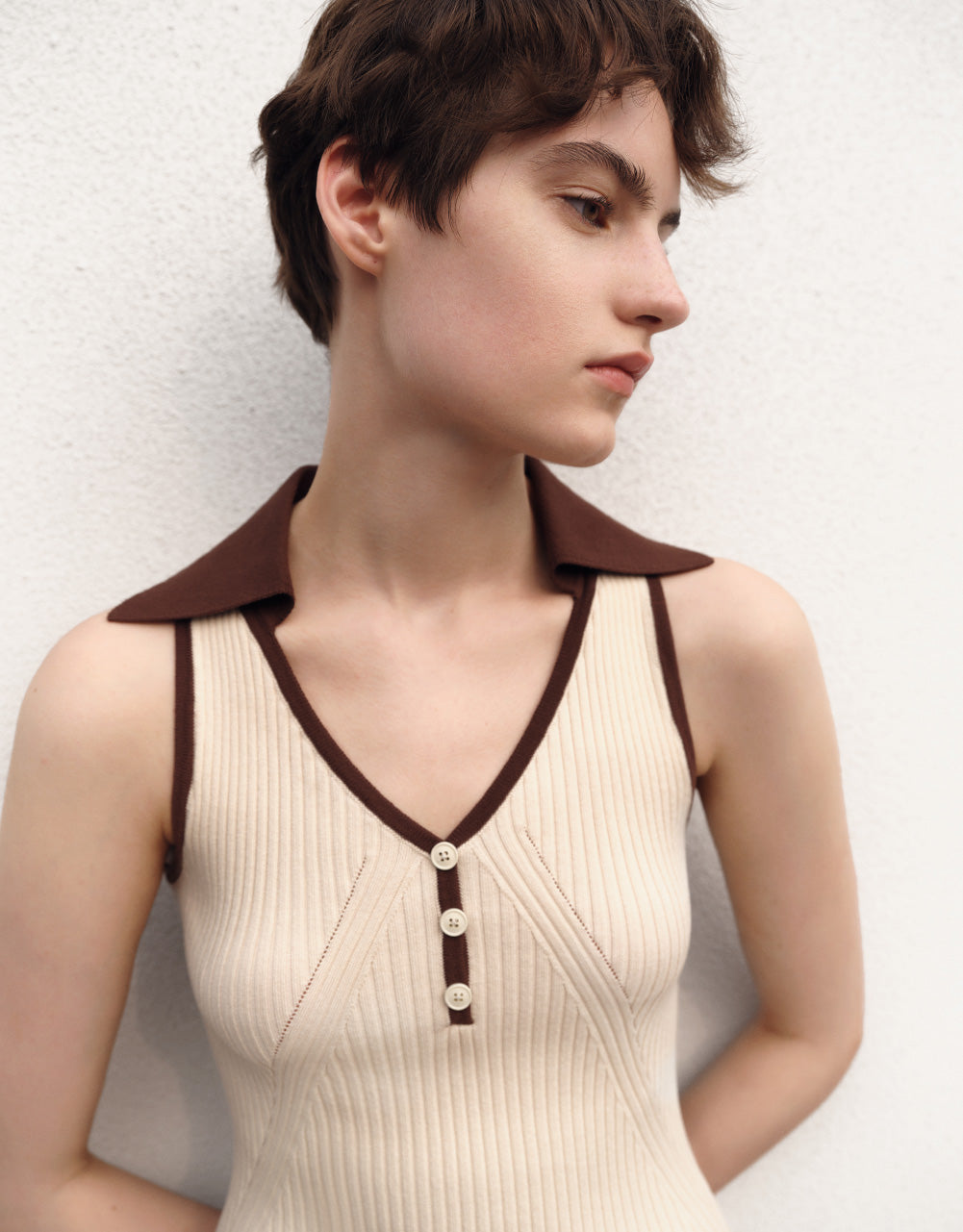 Sleeveless V-Neck Knitted Dress