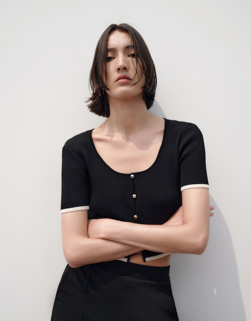 U Neck Knitted T-Shirt
