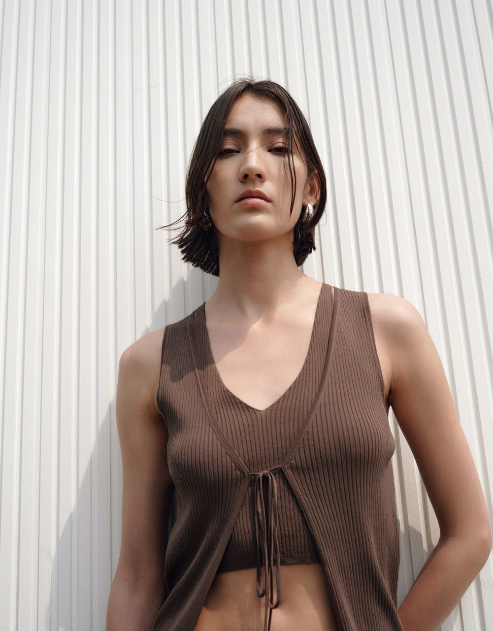 2 In 1 Square-cut Collar Knitted Vest