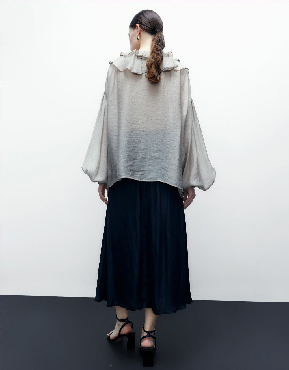 Drop Should Ruffle Lapel Shirt