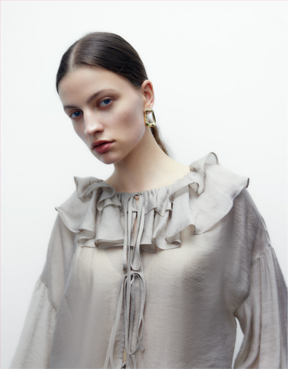 Drop Should Ruffle Lapel Shirt