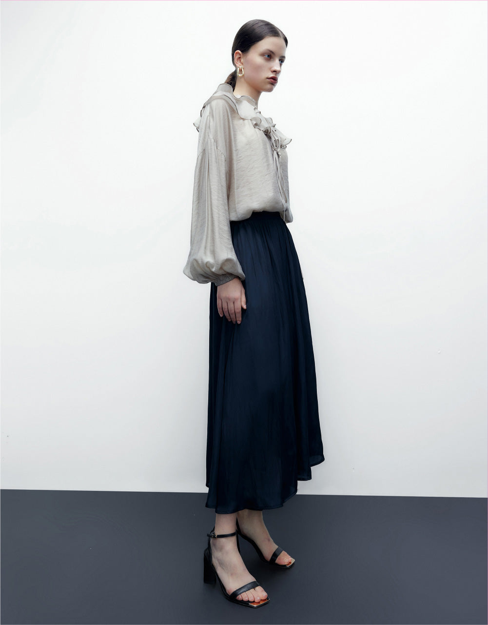 Drop Should Ruffle Lapel Shirt