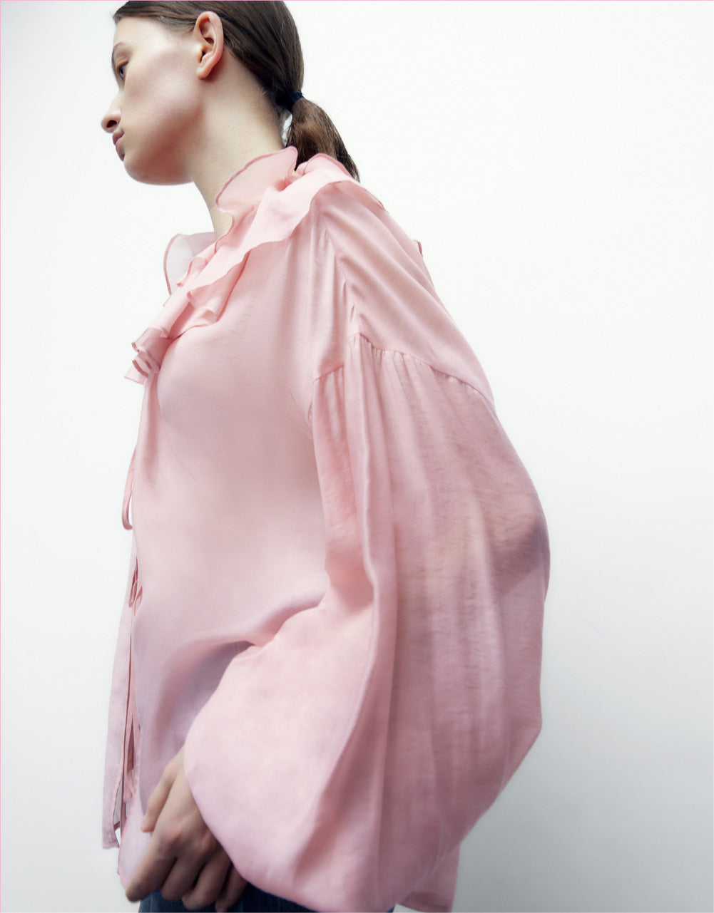 Drop Should Ruffle Lapel Shirt