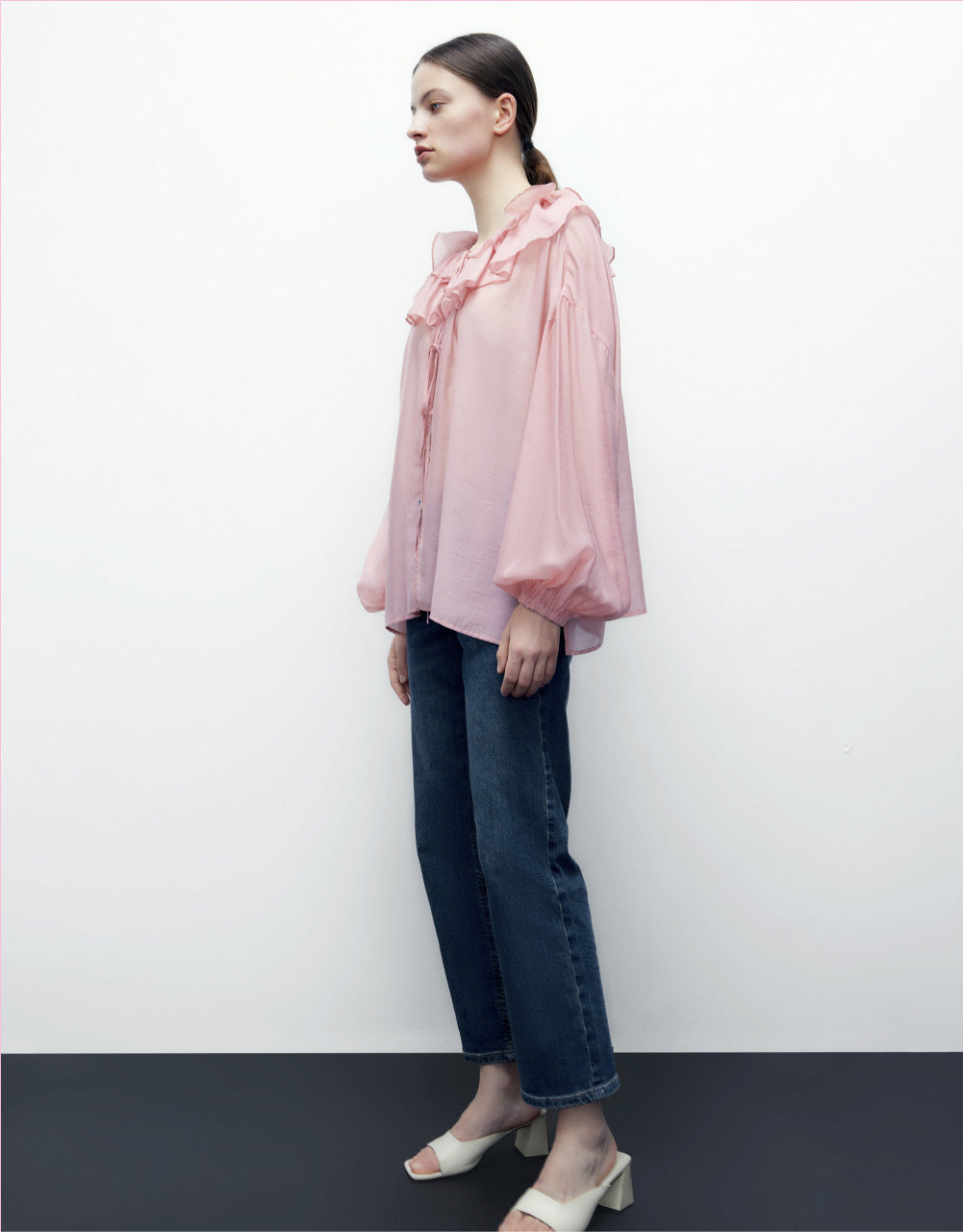 Drop Should Ruffle Lapel Shirt