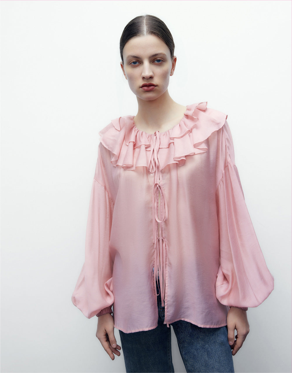 Drop Should Ruffle Lapel Shirt