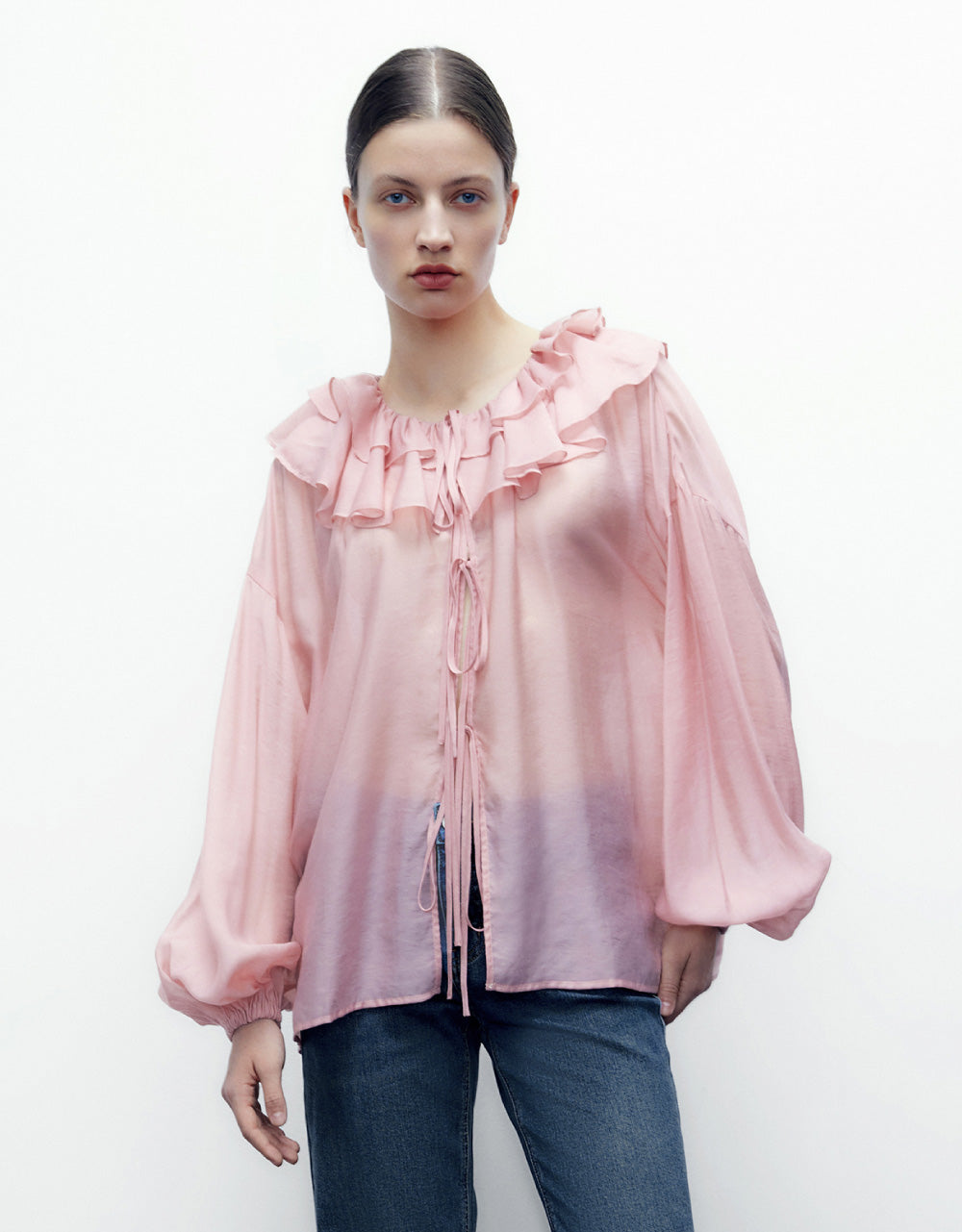 Drop Should Ruffle Lapel Shirt