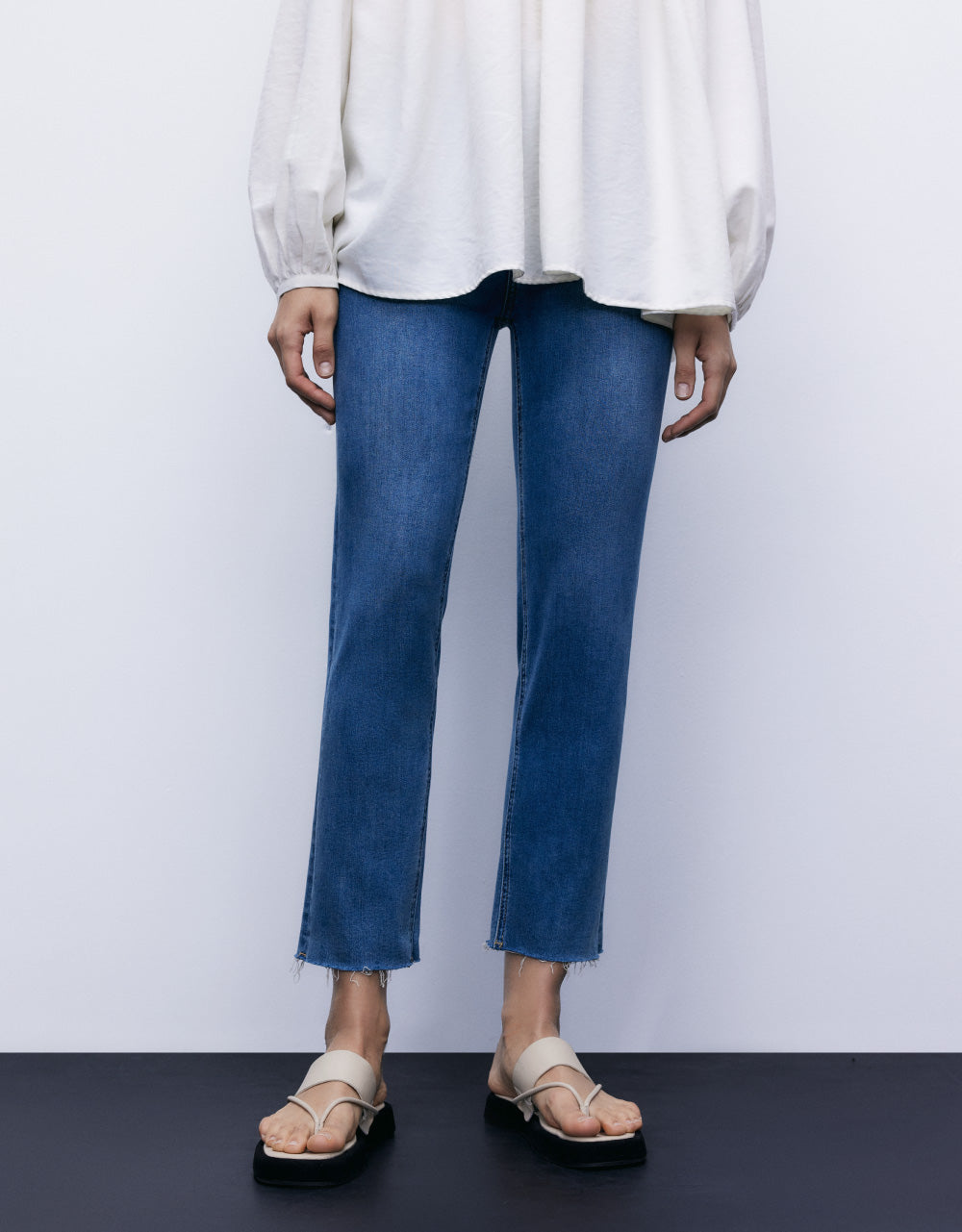 Raw Hem Straight Jeans