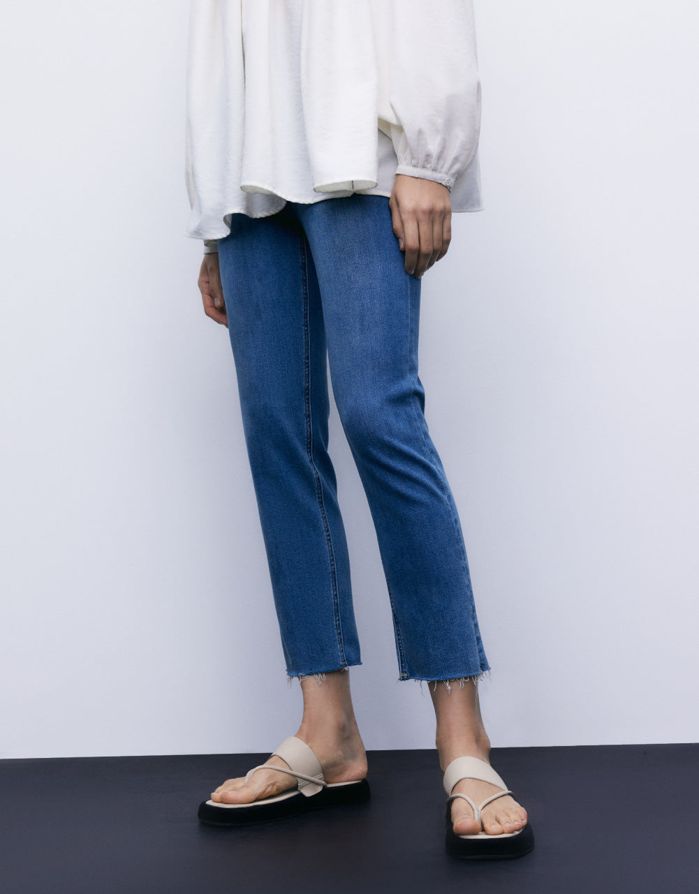 Raw Hem Straight Jeans