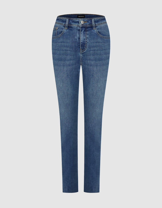 Raw Hem Straight Jeans