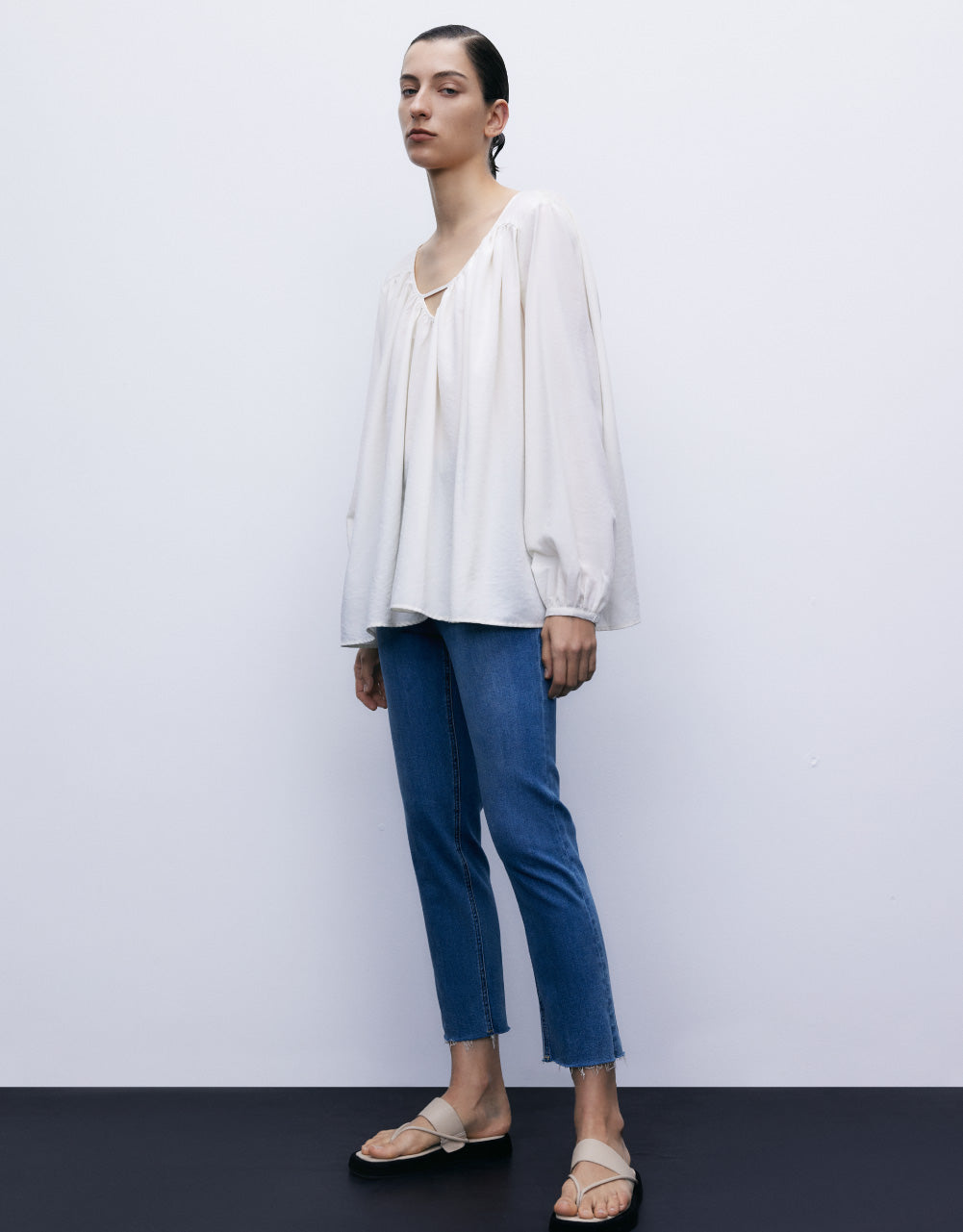 Raw Hem Straight Jeans