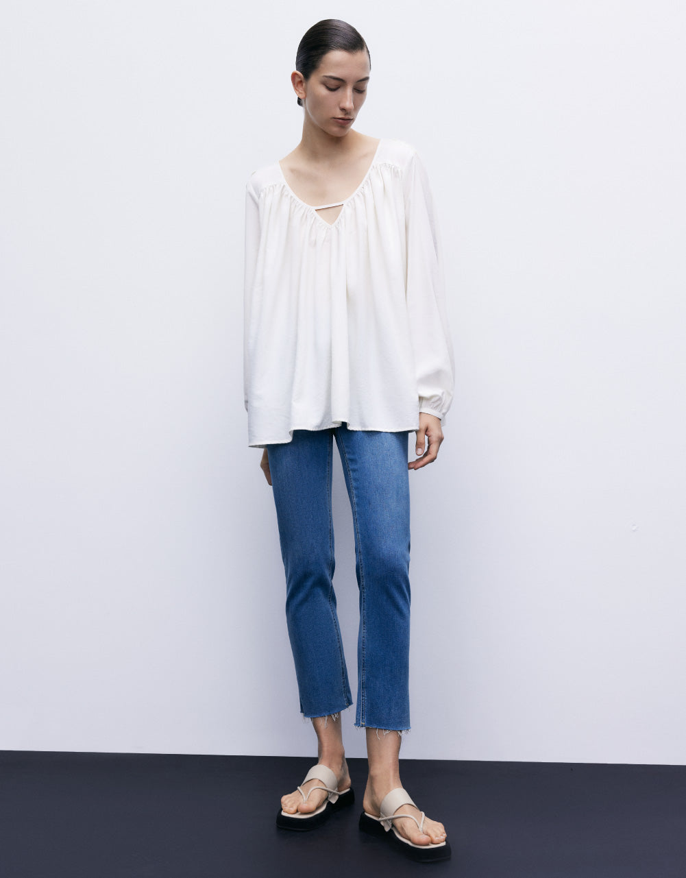 Raw Hem Straight Jeans