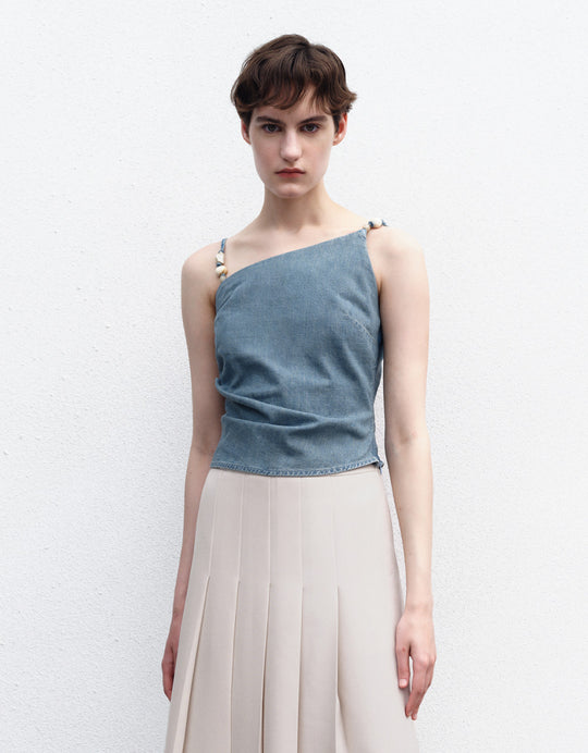 Asymmetric Denim Cami Top