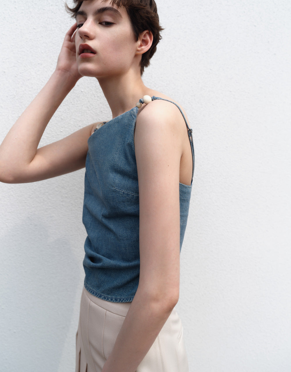 Asymmetric Denim Cami Top