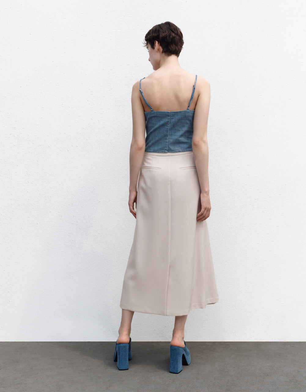 Asymmetric Denim Cami Top