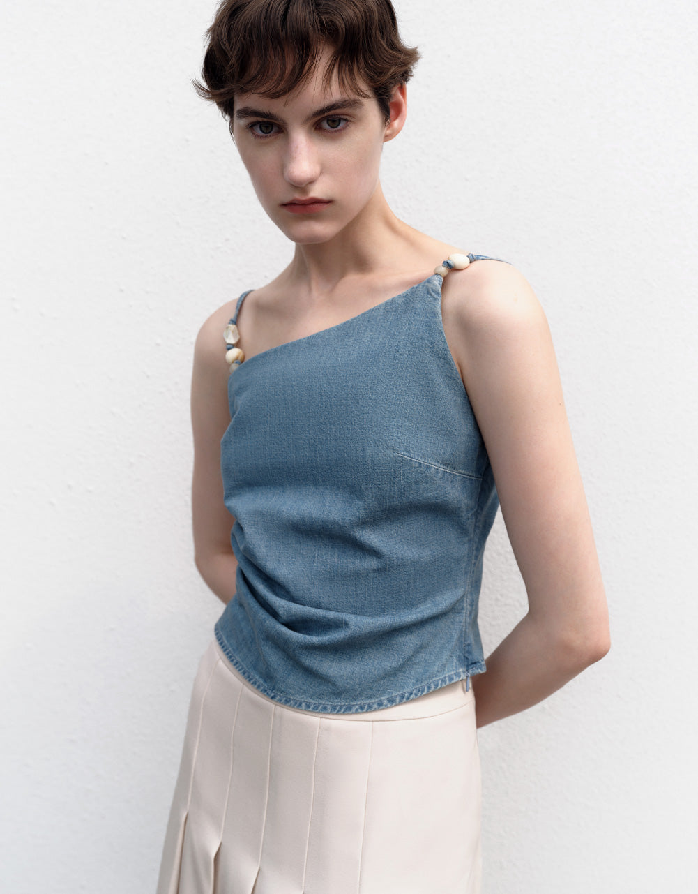 Asymmetric Denim Cami Top