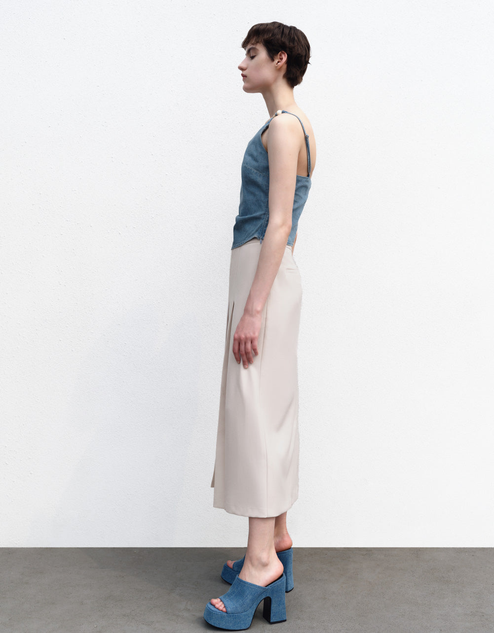 Asymmetric Denim Cami Top