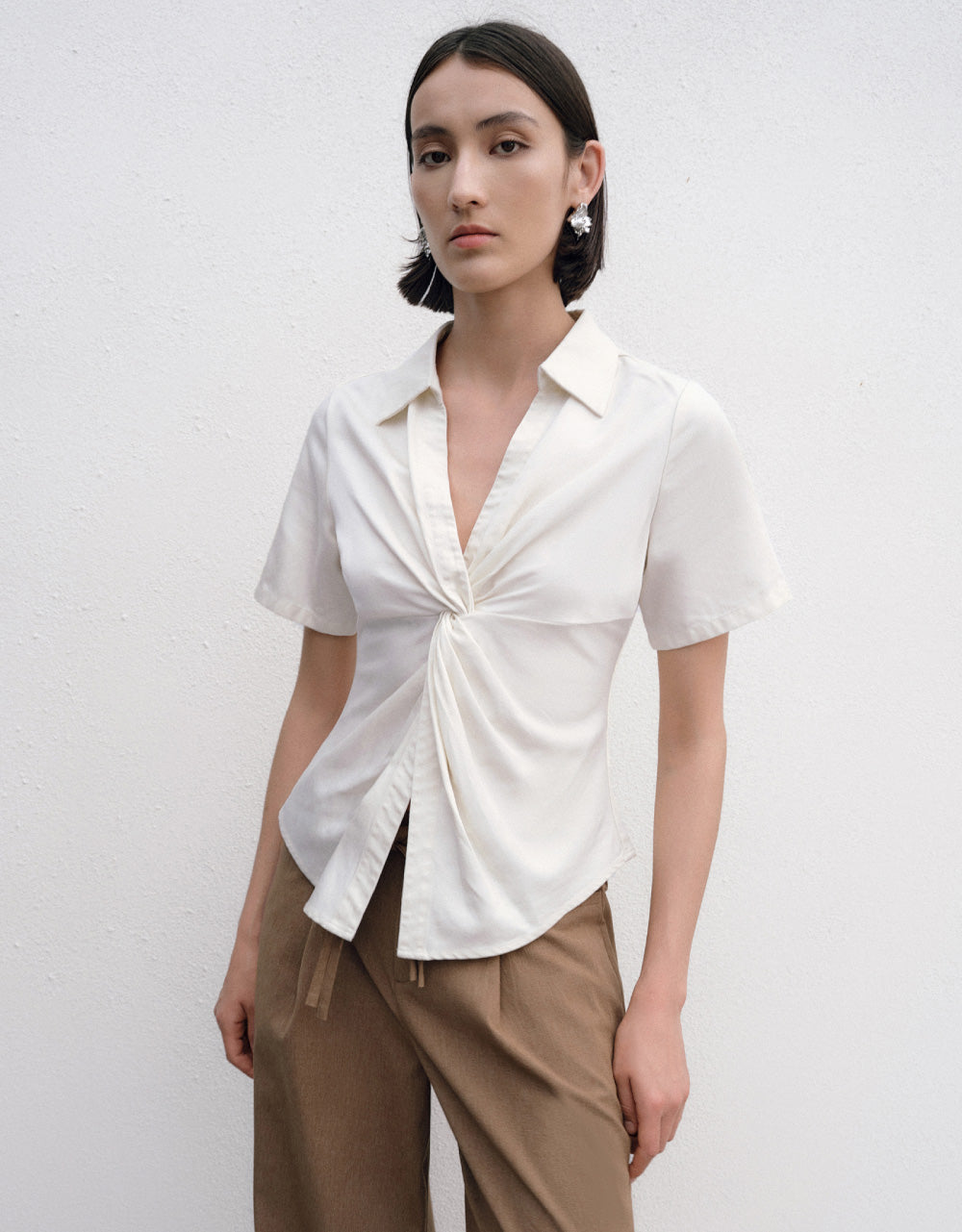 Twist Front Denim Shirt