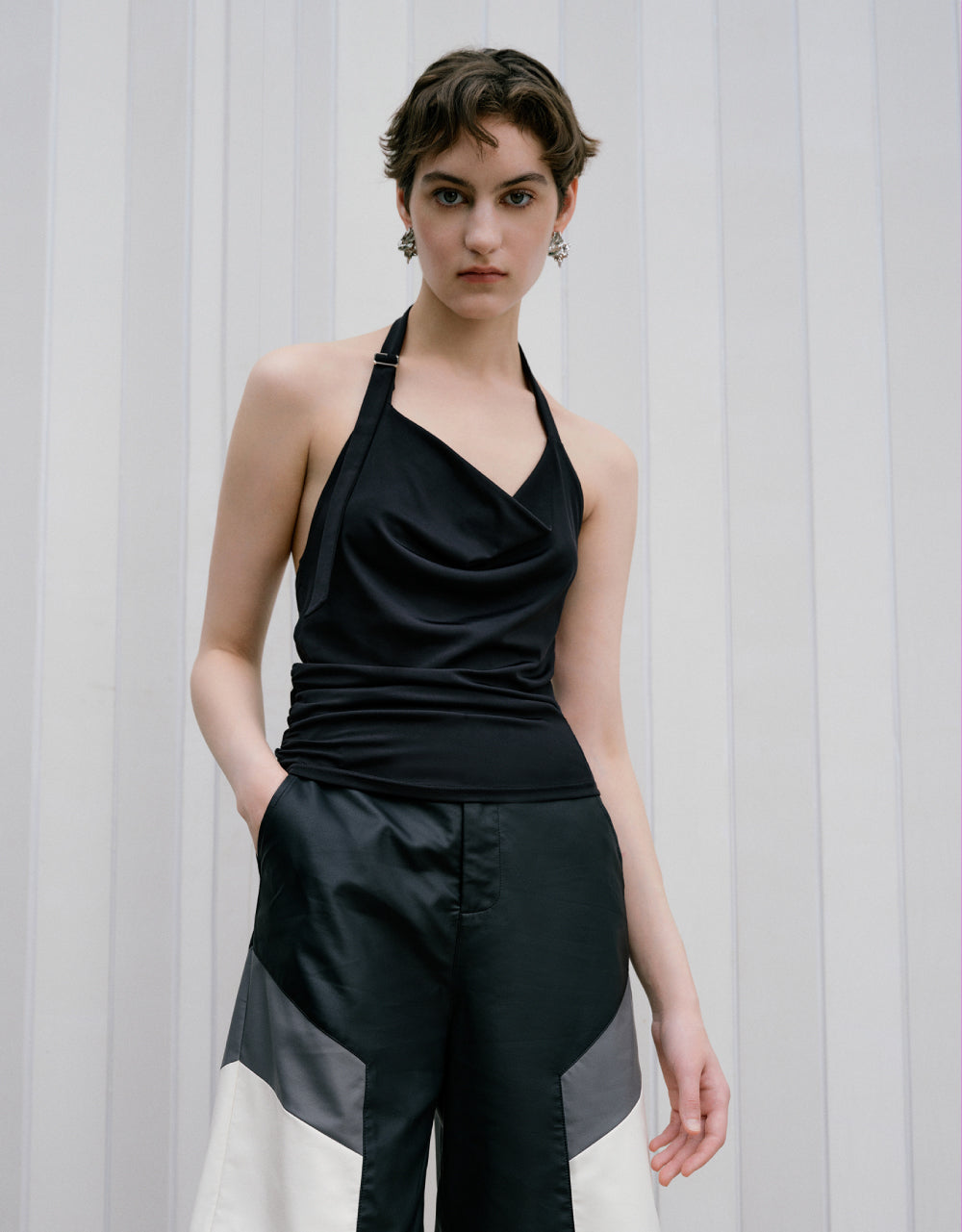 Ruched Cowl Neck Tank Top
