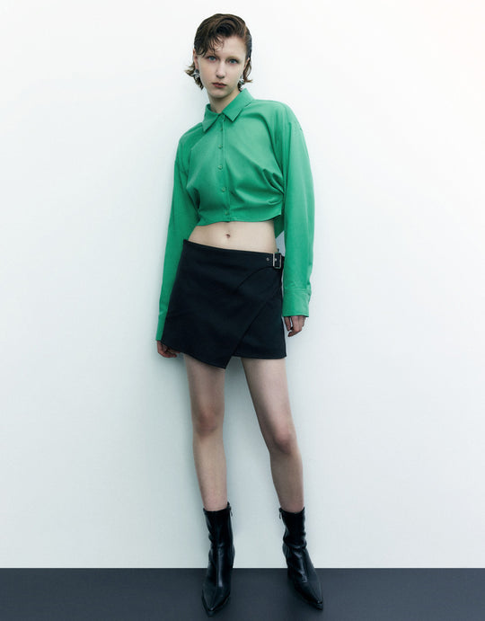 Mini Straight Skirt With Belt