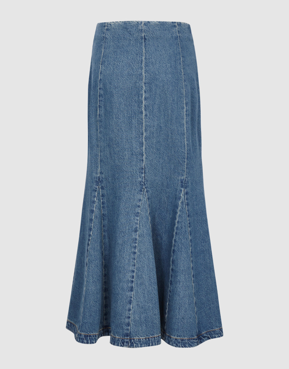 Midi Fishtail Denim Skirt