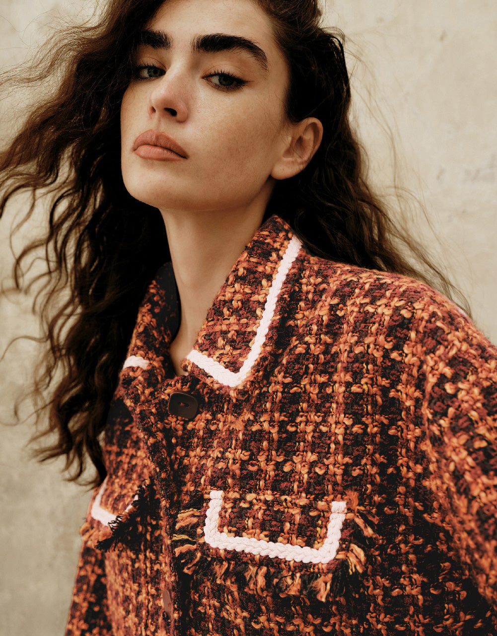 Fake Pockets Tweed Jacket