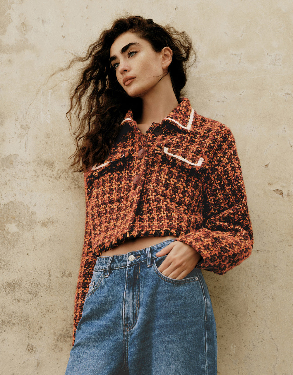 Fake Pockets Tweed Jacket