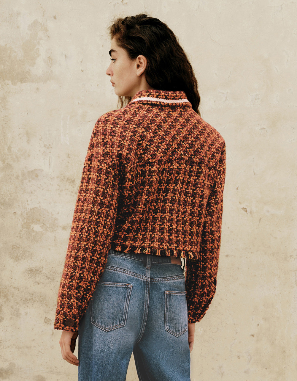 Fake Pockets Tweed Jacket