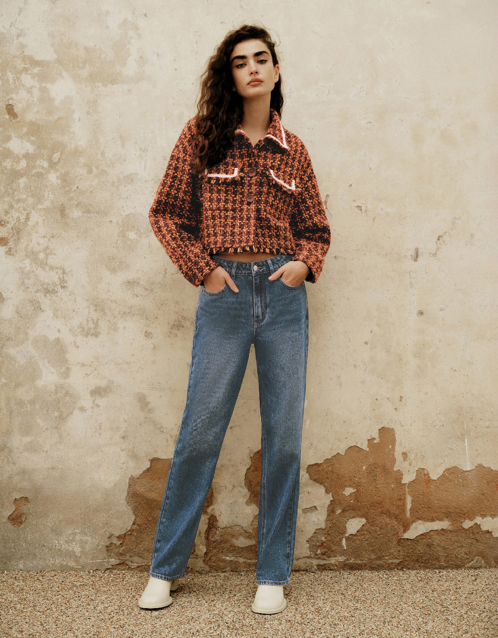 Fake Pockets Tweed Jacket