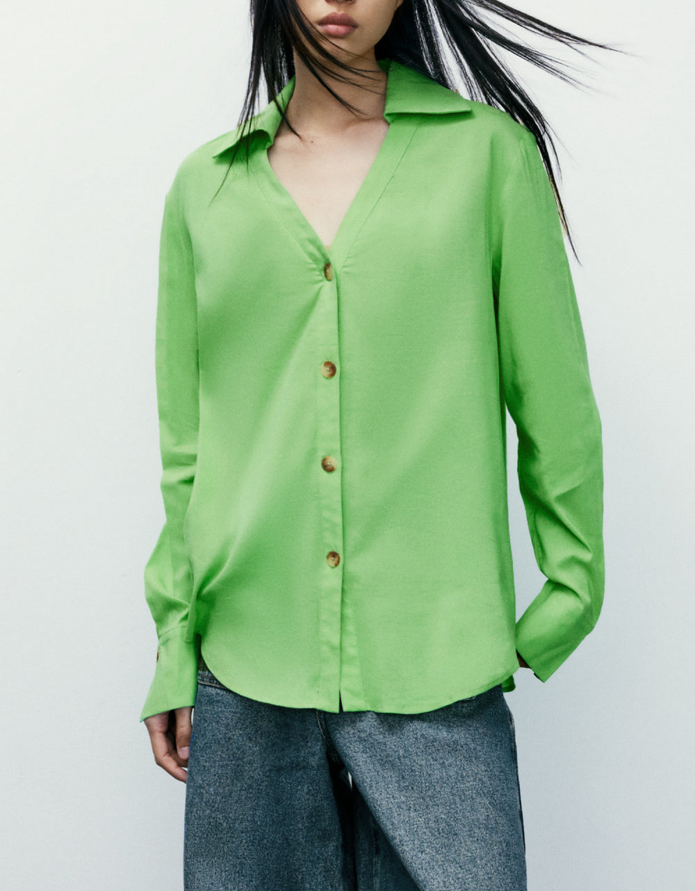 V-Neck Button Up Shirt