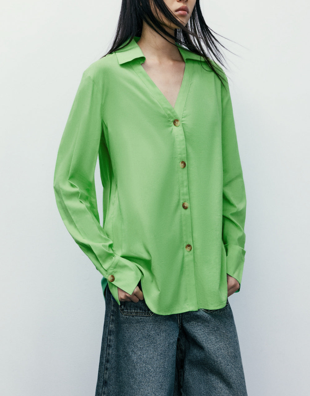 V-Neck Button Up Shirt