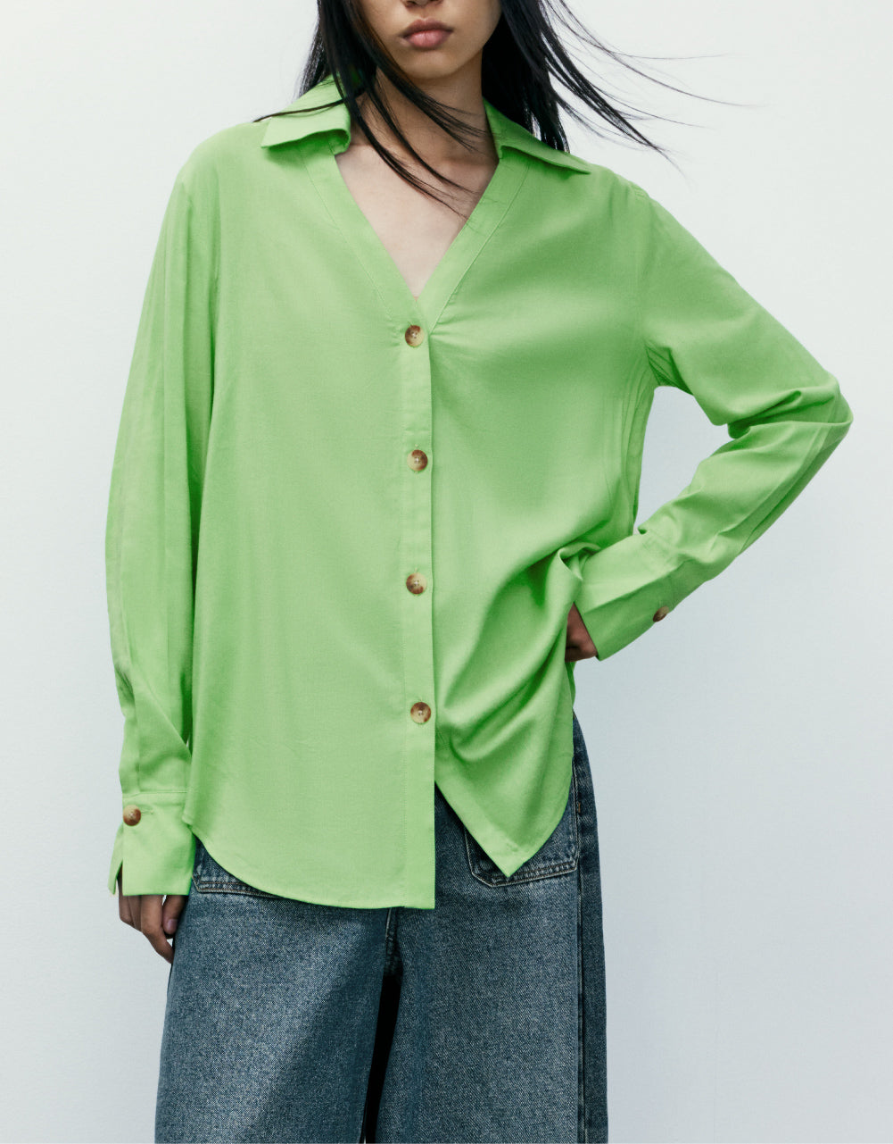 V-Neck Button Up Shirt