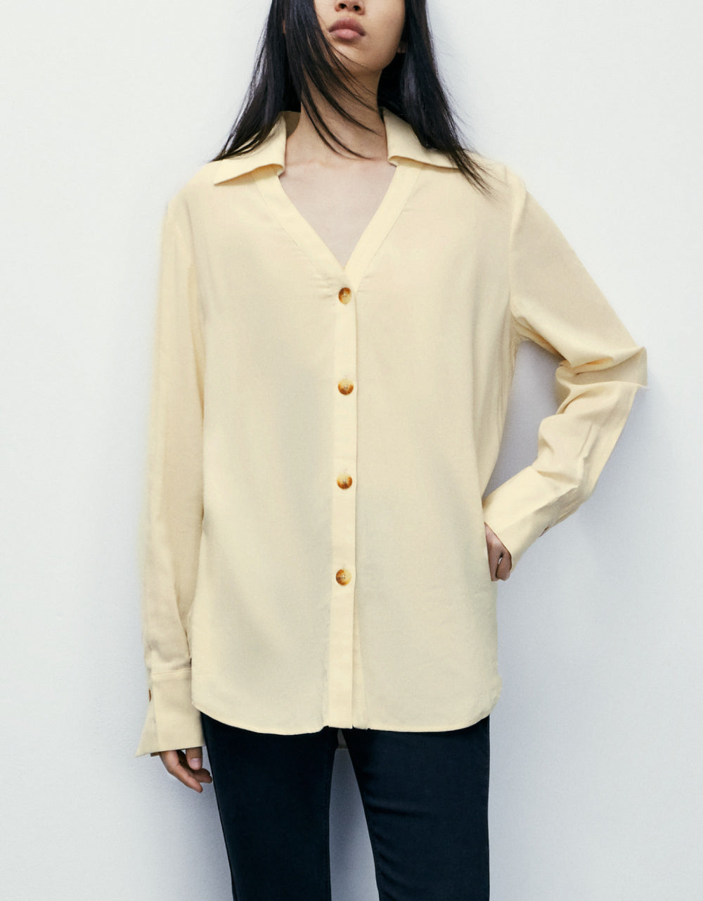 V-Neck Button Up Shirt